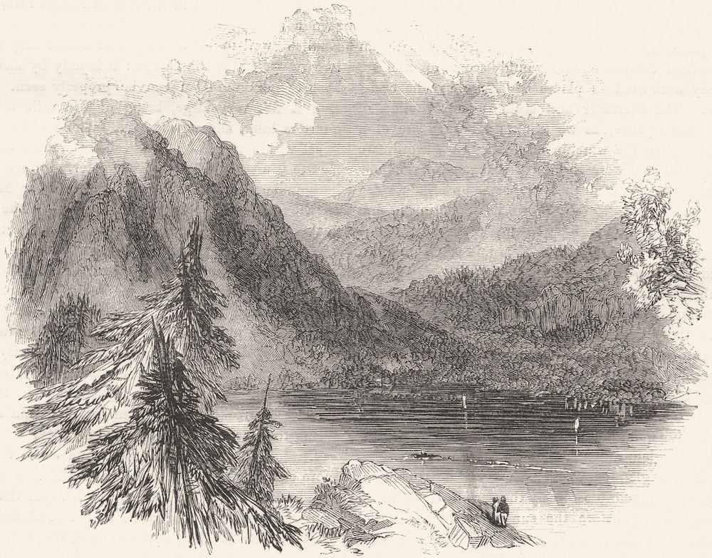 IRELAND. Lough Tay 1850 old antique vintage print picture